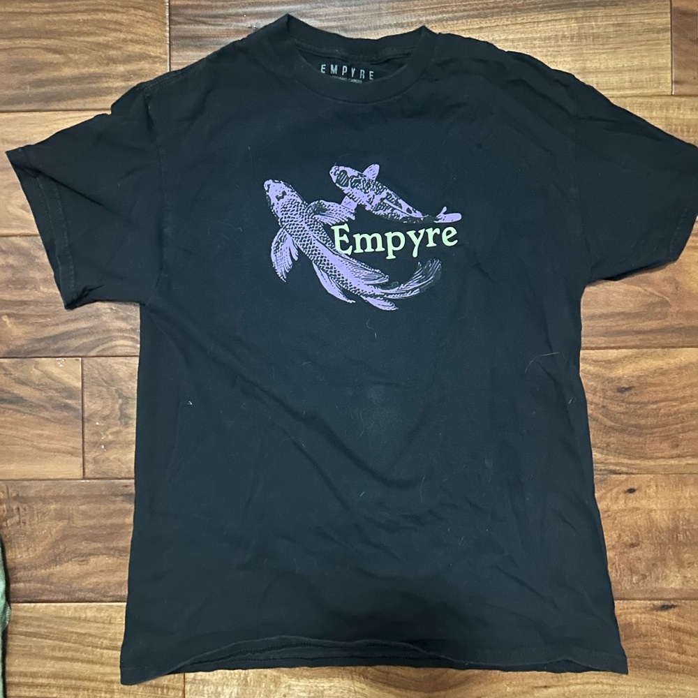Empyre Black T-Shirt with Purple koi Fish Design